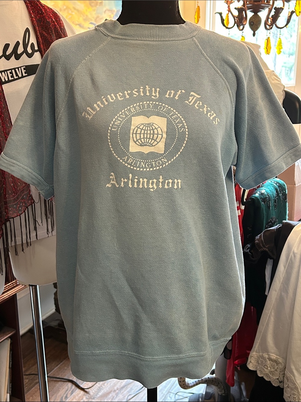1970’s University of Texas Arlington Light Blue Short-Sleeve Crewneck Sweatshirt